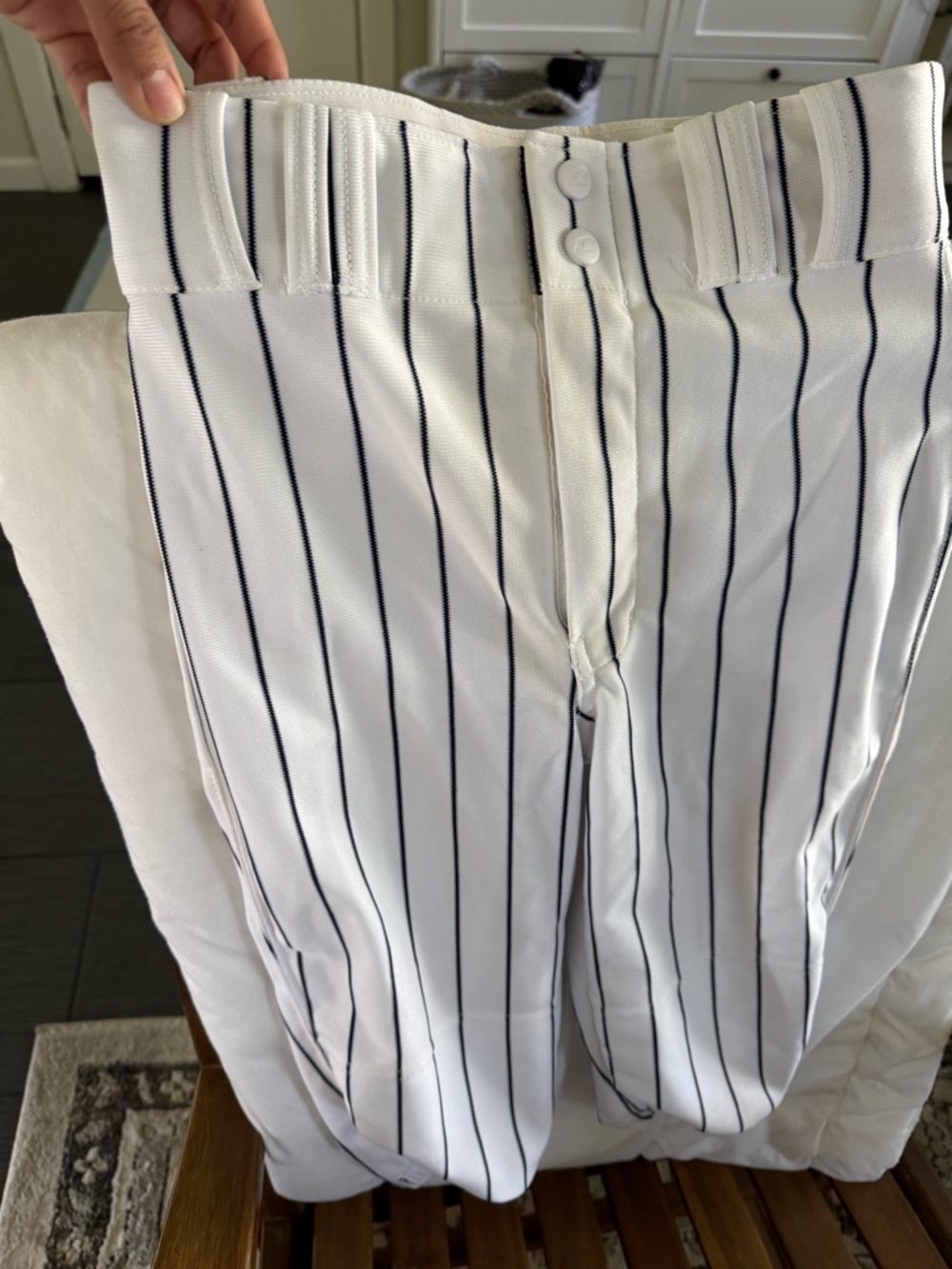 Kids White Pinstripe Joggers